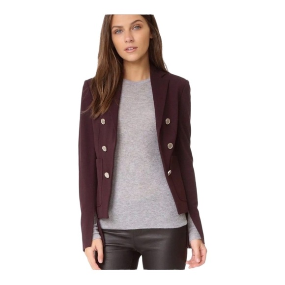 NWT THEORY x Revolve Jontia K Open Front Blazer Jacket Burgundy Size 4 Garnet - Picture 5 of 11